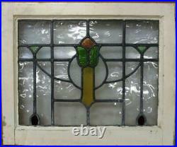 OLD ENGLISH LEADED STAINED GLASS WINDOW Pretty Tulip & Swag Design 20.75 17