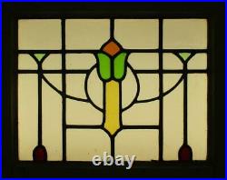 OLD ENGLISH LEADED STAINED GLASS WINDOW Pretty Tulip & Swag Design 20.75 17
