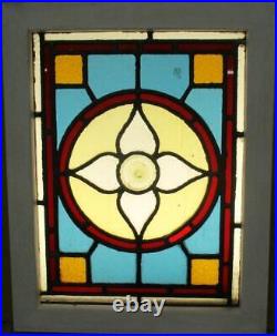 OLD ENGLISH LEADED STAINED GLASS WINDOW Pretty Victorian 14.75 x 19