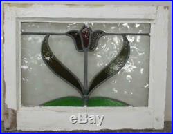 OLD ENGLISH LEADED STAINED GLASS WINDOW Pretty tulip Design 20.75 x 16