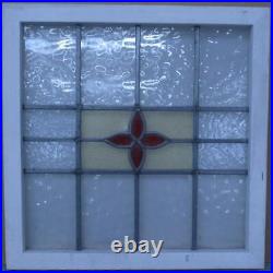 OLD ENGLISH LEADED STAINED GLASS WINDOW SIMPLE FLORAL 22 1/2 x 22 1/2