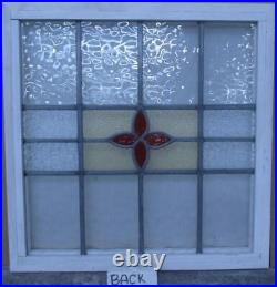 OLD ENGLISH LEADED STAINED GLASS WINDOW SIMPLE FLORAL 22 1/2 x 22 1/2