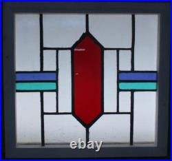OLD ENGLISH LEADED STAINED GLASS WINDOW SIMPLE GEOMETRIC 22 1/2 x 21