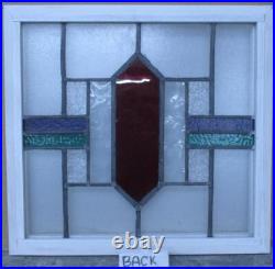 OLD ENGLISH LEADED STAINED GLASS WINDOW SIMPLE GEOMETRIC 22 1/2 x 21