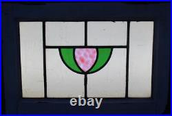 OLD ENGLISH LEADED STAINED GLASS WINDOW Simple Abstract 20.25 x 13.75