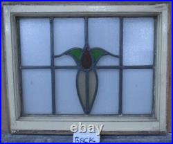 OLD ENGLISH LEADED STAINED GLASS WINDOW Simple Floral 21 x 17