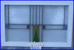 OLD ENGLISH LEADED STAINED GLASS WINDOW Simple Geometric 22 x 14.25
