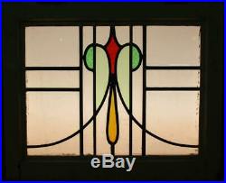 OLD ENGLISH LEADED STAINED GLASS WINDOW Stunning Abstract Sweep 20.5 x 17