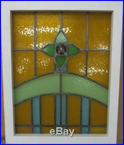 OLD ENGLISH LEADED STAINED GLASS WINDOW Stunning Floral Design 19.5 x 24.25