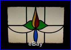OLD ENGLISH LEADED STAINED GLASS WINDOW Stunning Floral Design 23 x 16.75