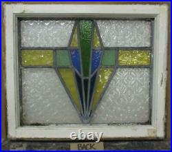 OLD ENGLISH LEADED STAINED GLASS WINDOW Stunning Geometric 20.75 x 17.75