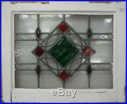 OLD ENGLISH LEADED STAINED GLASS WINDOW Stunning Geometric Design 20.5 x 16.75