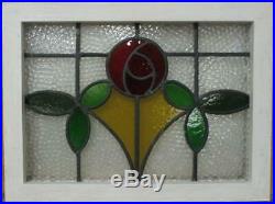 OLD ENGLISH LEADED STAINED GLASS WINDOW Stunning Mackintosh Rose 21 x 15.75
