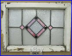 OLD ENGLISH LEADED STAINED GLASS WINDOW Stunning Pink Diamond 22.5 x 16