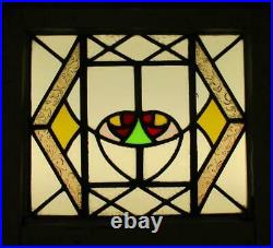 OLD ENGLISH LEADED STAINED GLASS WINDOW Stunning Rare Abstract Floral 20 x 18