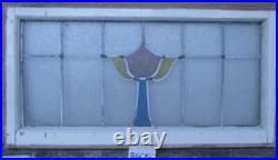 OLD ENGLISH LEADED STAINED GLASS WINDOW TRANSOM ABSTRACT 34 x 17 3/4