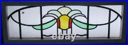 OLD ENGLISH LEADED STAINED GLASS WINDOW TRANSOM ABSTRACT 37 3/4 x 13 1/2