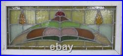 OLD ENGLISH LEADED STAINED GLASS WINDOW TRANSOM Abstract Floral 33 x 15.25