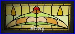 OLD ENGLISH LEADED STAINED GLASS WINDOW TRANSOM Abstract Floral 33 x 15.25