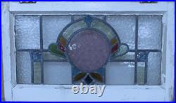 OLD ENGLISH LEADED STAINED GLASS WINDOW TRANSOM Beautiful Abstract 27.25 x 16
