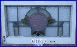 OLD ENGLISH LEADED STAINED GLASS WINDOW TRANSOM Beautiful Abstract 27.25 x 16