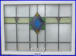 OLD ENGLISH LEADED STAINED GLASS WINDOW TRANSOM Colorful Geometric 30.25 x 22