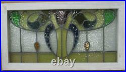 OLD ENGLISH LEADED STAINED GLASS WINDOW TRANSOM Colorful Tulip 30.25 x 16.5