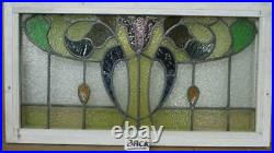 OLD ENGLISH LEADED STAINED GLASS WINDOW TRANSOM Colorful Tulip 30.25 x 16.5
