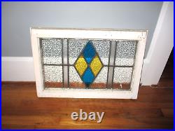 OLD ENGLISH LEADED STAINED GLASS WINDOW TRANSOM Cute Abstract 26 x 17
