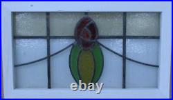 OLD ENGLISH LEADED STAINED GLASS WINDOW TRANSOM Cute Floral 24.25 x 14.25