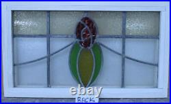 OLD ENGLISH LEADED STAINED GLASS WINDOW TRANSOM Cute Floral 24.25 x 14.25