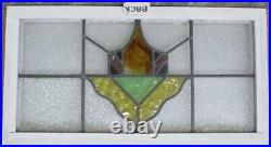 OLD ENGLISH LEADED STAINED GLASS WINDOW TRANSOM Cute Geometric 29.25 x 15.75