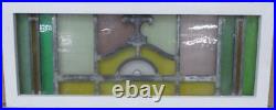 OLD ENGLISH LEADED STAINED GLASS WINDOW TRANSOM Cute Geometric 31.5 x 12.75