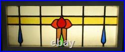 OLD ENGLISH LEADED STAINED GLASS WINDOW TRANSOM Cute Rose 33 x 14