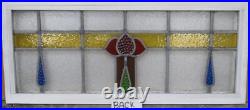 OLD ENGLISH LEADED STAINED GLASS WINDOW TRANSOM Cute Rose 33 x 14