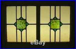 OLD ENGLISH LEADED STAINED GLASS WINDOW TRANSOM Double Diamond 28.75 x 18.25