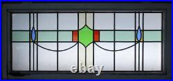 OLD ENGLISH LEADED STAINED GLASS WINDOW TRANSOM FLORAL ABSTRACT 44 1/2 x 20 1/4