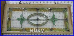 OLD ENGLISH LEADED STAINED GLASS WINDOW TRANSOM Floral 19 x 45 Some Cracks
