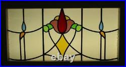 OLD ENGLISH LEADED STAINED GLASS WINDOW TRANSOM Floral Sweep 32.75 x 17.25