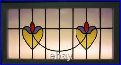 OLD ENGLISH LEADED STAINED GLASS WINDOW TRANSOM Floral Sweep 36.75 x 19.5