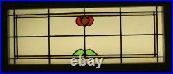 OLD ENGLISH LEADED STAINED GLASS WINDOW TRANSOM Flower & Border 38 x 15.75