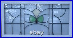 OLD ENGLISH LEADED STAINED GLASS WINDOW TRANSOM GEOMETRIC 40 3/4 x 21