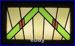 OLD ENGLISH LEADED STAINED GLASS WINDOW TRANSOM Geometric Burst 32.75 x 18.75