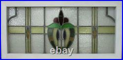 OLD ENGLISH LEADED STAINED GLASS WINDOW TRANSOM Gorgeous Band 35.75 x 17.5