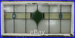 OLD ENGLISH LEADED STAINED GLASS WINDOW TRANSOM Gorgeous Band Design 34.5 x 17