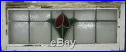 OLD ENGLISH LEADED STAINED GLASS WINDOW TRANSOM Gorgeous Floral Design 32 x 13