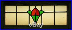 OLD ENGLISH LEADED STAINED GLASS WINDOW TRANSOM Gorgeous Floral Design 32 x 13