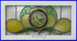 OLD ENGLISH LEADED STAINED GLASS WINDOW TRANSOM HP Bird & Leaves 29.5 x 15