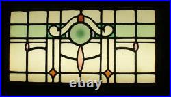 OLD ENGLISH LEADED STAINED GLASS WINDOW TRANSOM Lovely Bullseye 31.5 x 17.75