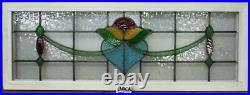 OLD ENGLISH LEADED STAINED GLASS WINDOW TRANSOM Lovely Floral Swag 44.5 x 16